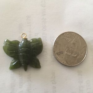 14kt and Green jade butterfly pendant